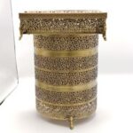 سطل زباله و جا دستمالی پیوتر گرد طلایی - Image 2