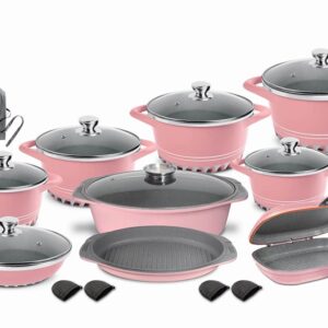 سرویس قابلمه ام جی اس (MGS)  22 پارچه چدن گرانیت صورتی