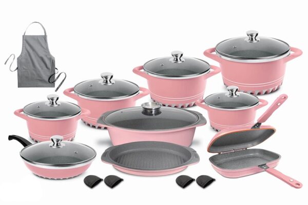 سرویس قابلمه ام جی اس (MGS)  22 پارچه چدن گرانیت صورتی - Image 3