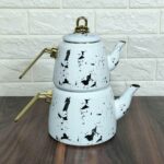 کتری و قوری لعابی آجار طرح سنگی