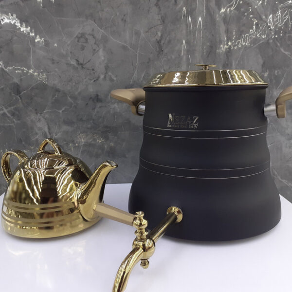 کتری قوری رو گازی نزاز 5 لیتری کد 3026 مشکی طلایی - Image 6