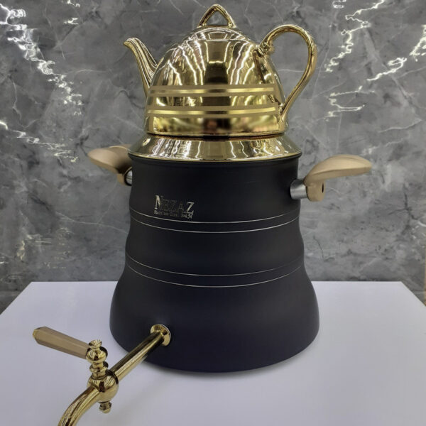 کتری قوری رو گازی نزاز 5 لیتری کد 3026 مشکی طلایی - Image 5